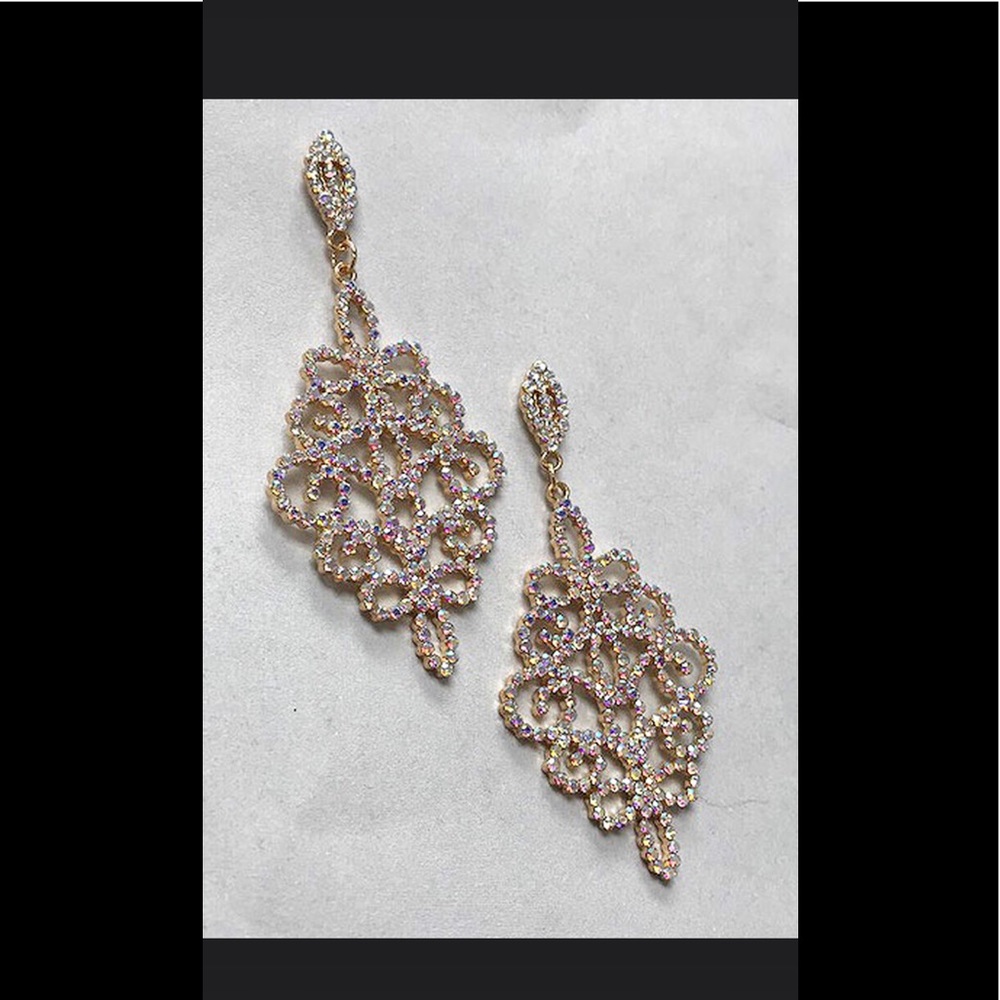 Aurora Borealis Open Lacework Stunning Earring,NWT